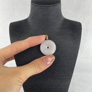 Natural Type A Lavender Jadeite Ping An Kou Pendant | 24.5mm Regal Purple Translucent Jade Peace Disc Talisman (6.95g | 24.5 x 5.3mm) - Huangs Jadeite and Jewelry Pte Ltd