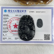 Type A Opaque to Partial Translucent Black Omphacite Jadeite Rabbit Pendant 25.89g 60.2 by 39.8 by 8.9mm - Huangs Jadeite and Jewelry Pte Ltd