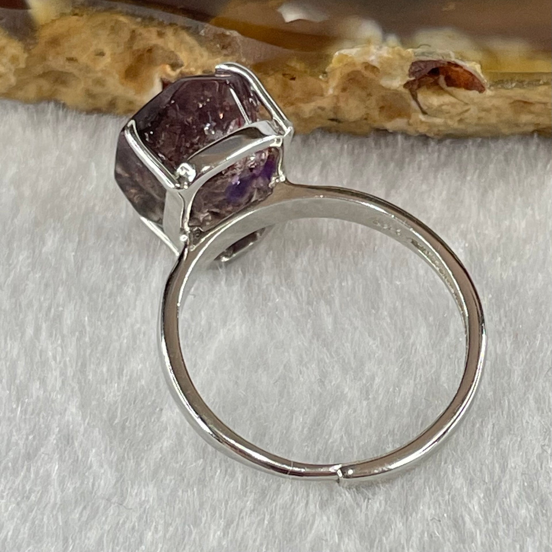 Natural Super 7 in S925 Sliver Ring (Adjustable Size) 3.21g 14.3 by 9.2 by 6.5mm - Huangs Jadeite and Jewelry Pte Ltd