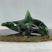 Natural Dark Green Serpentine Killer Whale Display 130.1g 122.0 by 52.0 by 50.0mm - Huangs Jadeite and Jewelry Pte Ltd