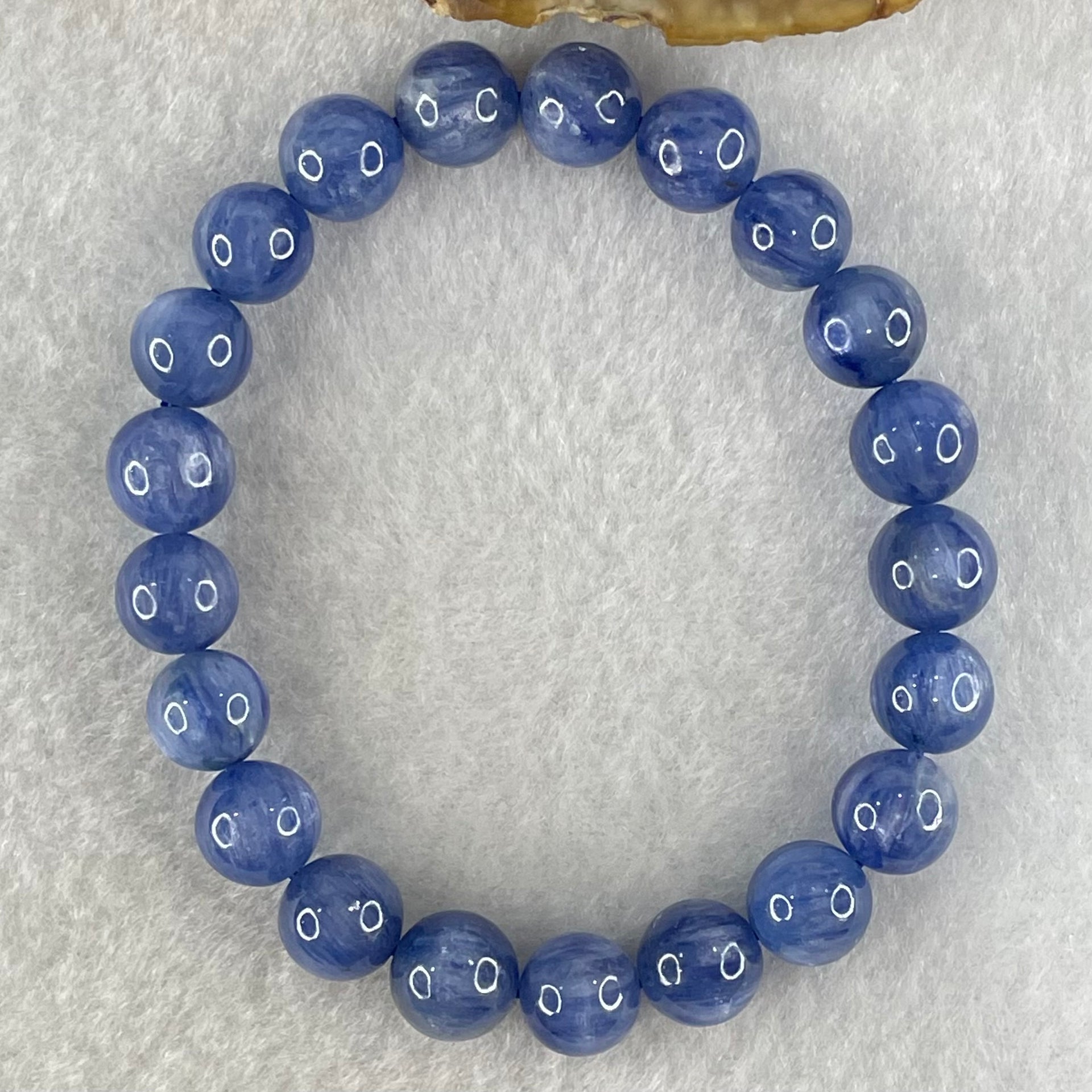 Natural Blue Kyanite Beads Bracelet 28.18g 15.5cm 9.4mm 21 Beads - Huangs Jadeite and Jewelry Pte Ltd