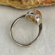 Good Grade Natural Golden Rutilated Quartz Cabochon in S925 Silver Ring 2.93g 10.9 by 8.9 by 5.5mm - Huangs Jadeite and Jewelry Pte Ltd
