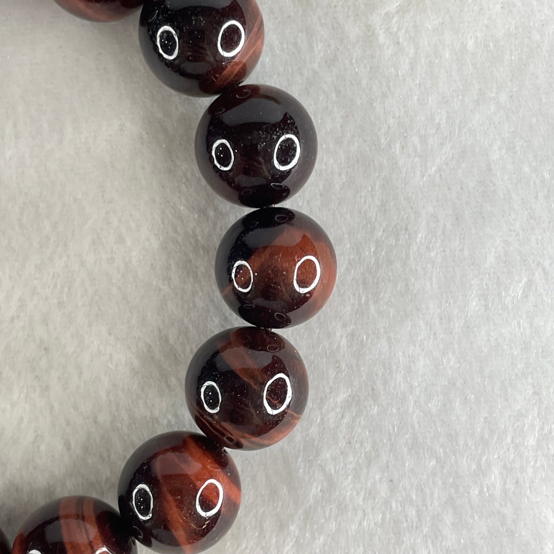 Natural Red Tiger's Eye Quartz Beads Bracelet 59.15g 16.5cm 14.2mm 15 Beads - Huangs Jadeite and Jewelry Pte Ltd