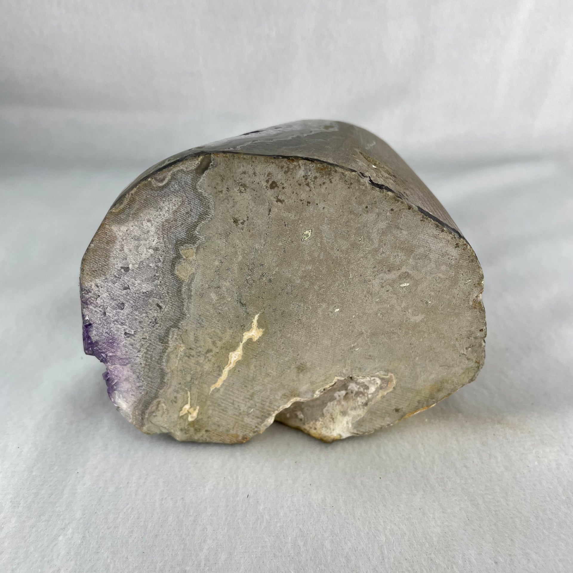 Natural Deep Intense Purple Amethyst Cave with Wooden Stand 2,097.3g 109.9 by 121.7 by 210.0mm - Huangs Jadeite and Jewelry Pte Ltd