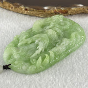 Type A Apple Green Jadeite Double Sided Fire Dragon Pendant 80.29g 75.3 by 44.4 by 13.2mm - Huangs Jadeite and Jewelry Pte Ltd