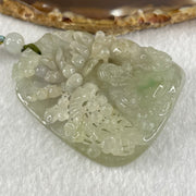 Grandmaster Type A Faint Lavender with Light Green Jadeite Cai Shen Ye with Prosperity Flowers and Bird 天宫赐福 Pendant 62.62g 56.88 by 46.94 by 13.07mm With NGI Cert 82838783 - Huangs Jadeite and Jewelry Pte Ltd