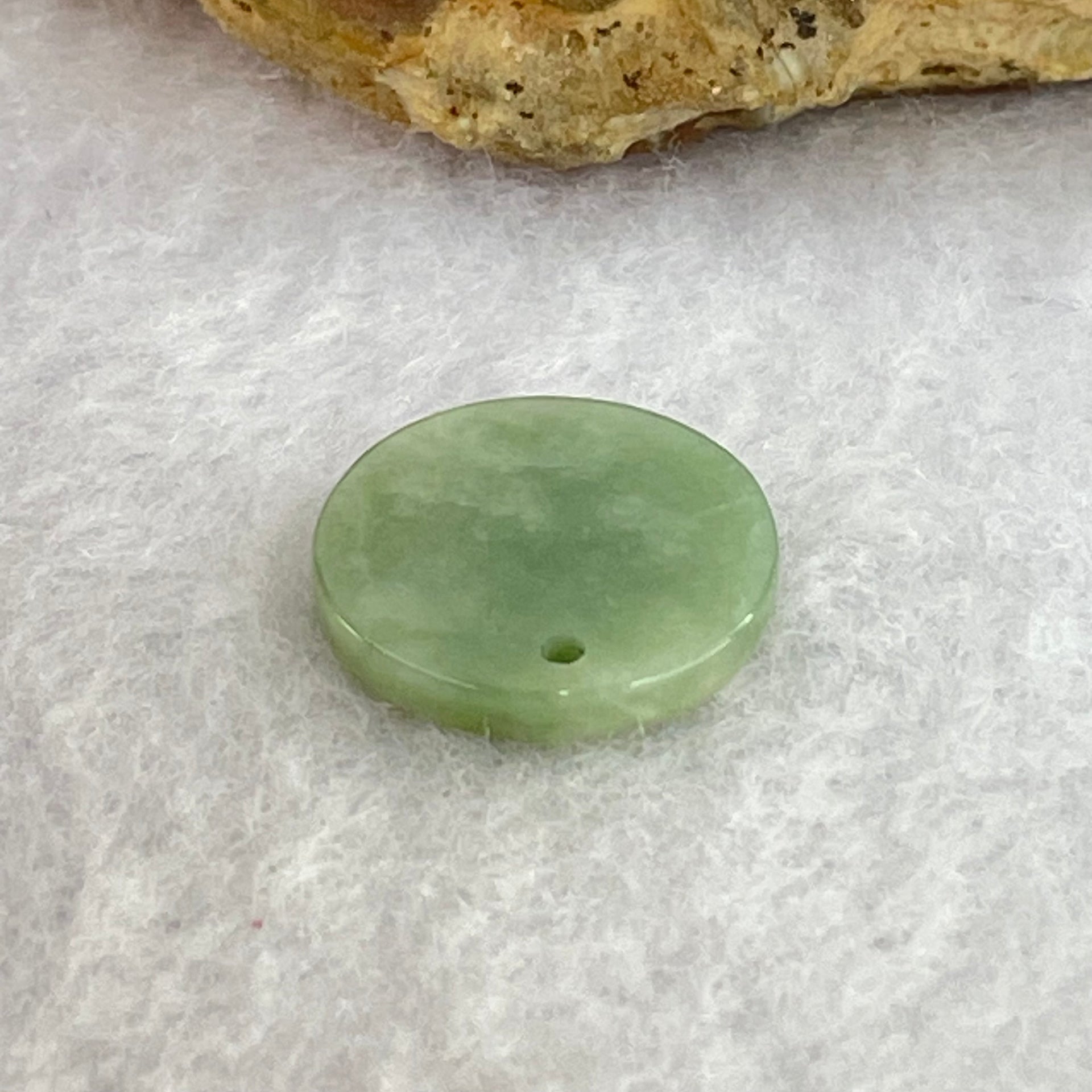 Type A Blueish Green Jadeite Mini Round Wu Shi Pai Pendant 1.34g 14.9 by 2.4mm - Huangs Jadeite and Jewelry Pte Ltd