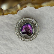 Natural Meteorite Powerful Energy Spinning Purple with Yellow Heart Charm in S925 Silver with Crystals For Necklace / Bracelet 2.85g 15.8 by 7.0mm - Huangs Jadeite and Jewelry Pte Ltd