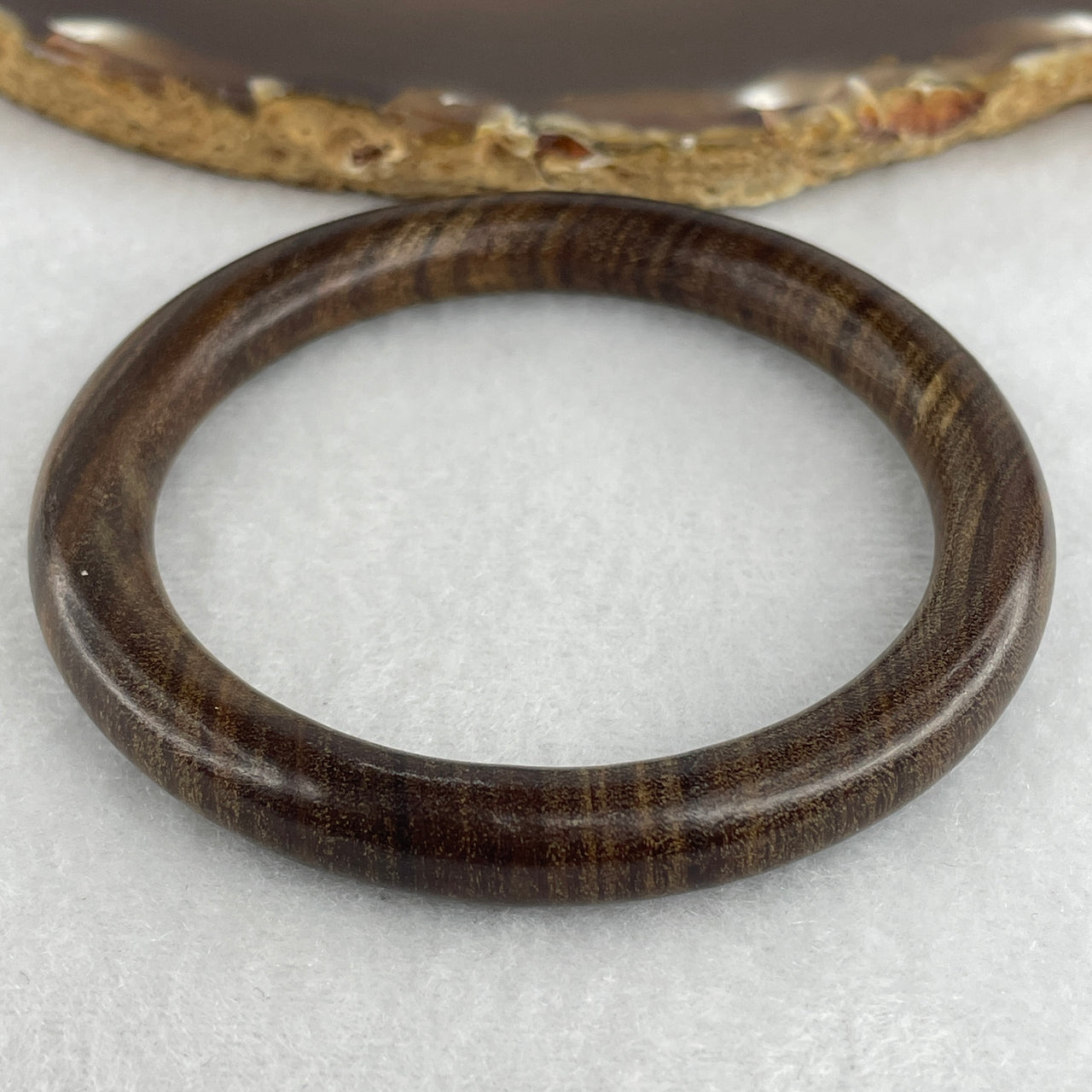 Natural Rosewood Full Round Bangle | Hand-Polished Warm Timber Yuan Bao Wood Bangle (13.36g | Inner Diameter 54.9mm | 8.3 x 8.2mm)