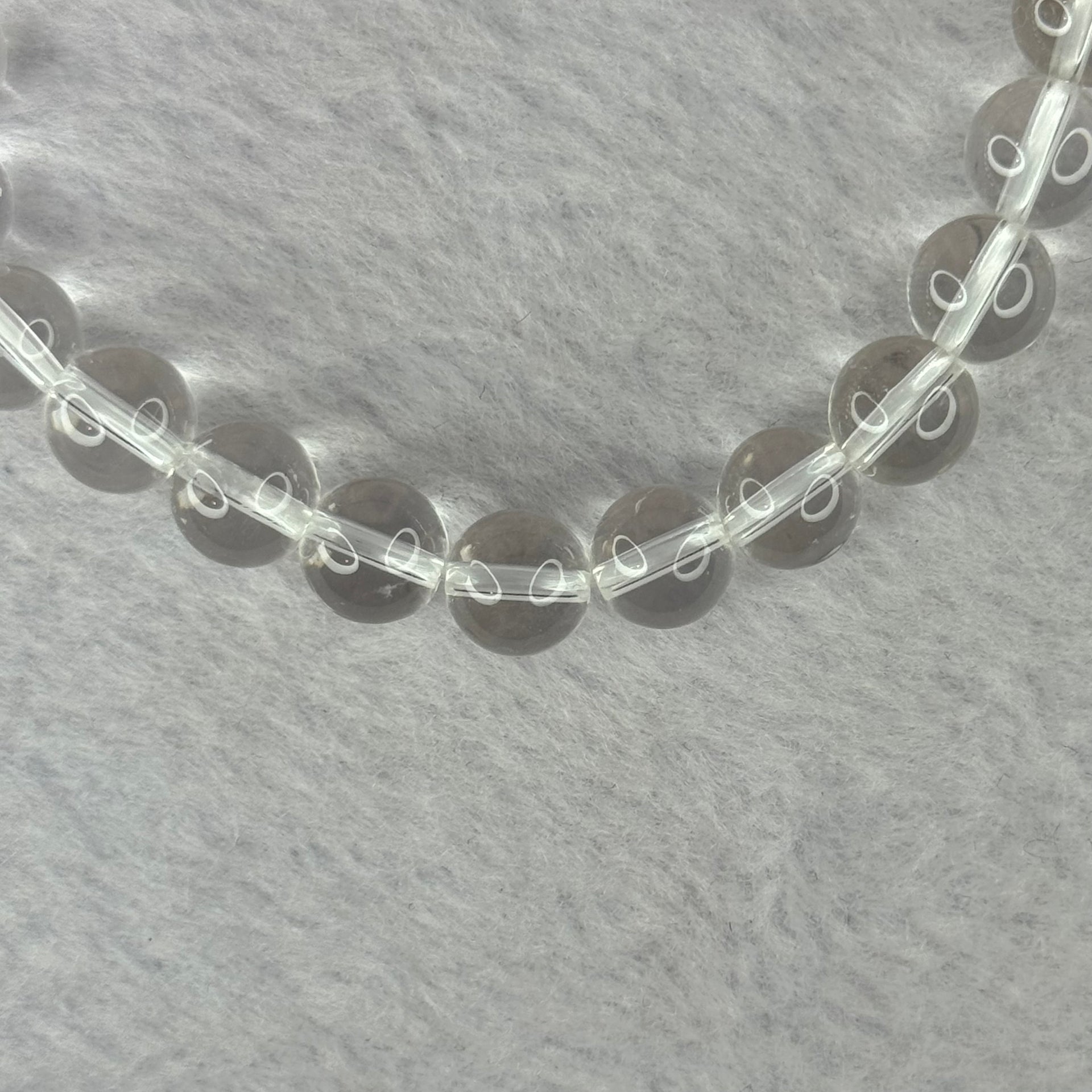 Natural Clear Quartz Bracelet 天然白水晶手链 18.78g 16.5cm 8.4mm 24 Beads - Huangs Jadeite and Jewelry Pte Ltd