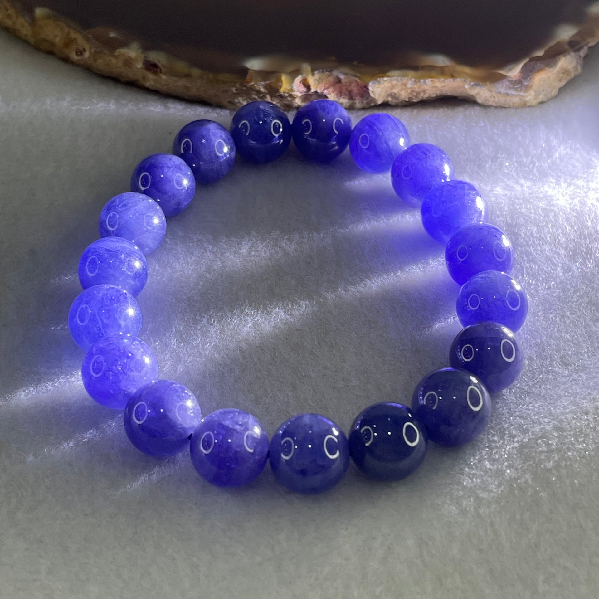 Good Grade Natural Blue Tanzanite Beads Bracelet 39.53g 16.5cm 10.8mm 19 Beads - Huangs Jadeite and Jewelry Pte Ltd
