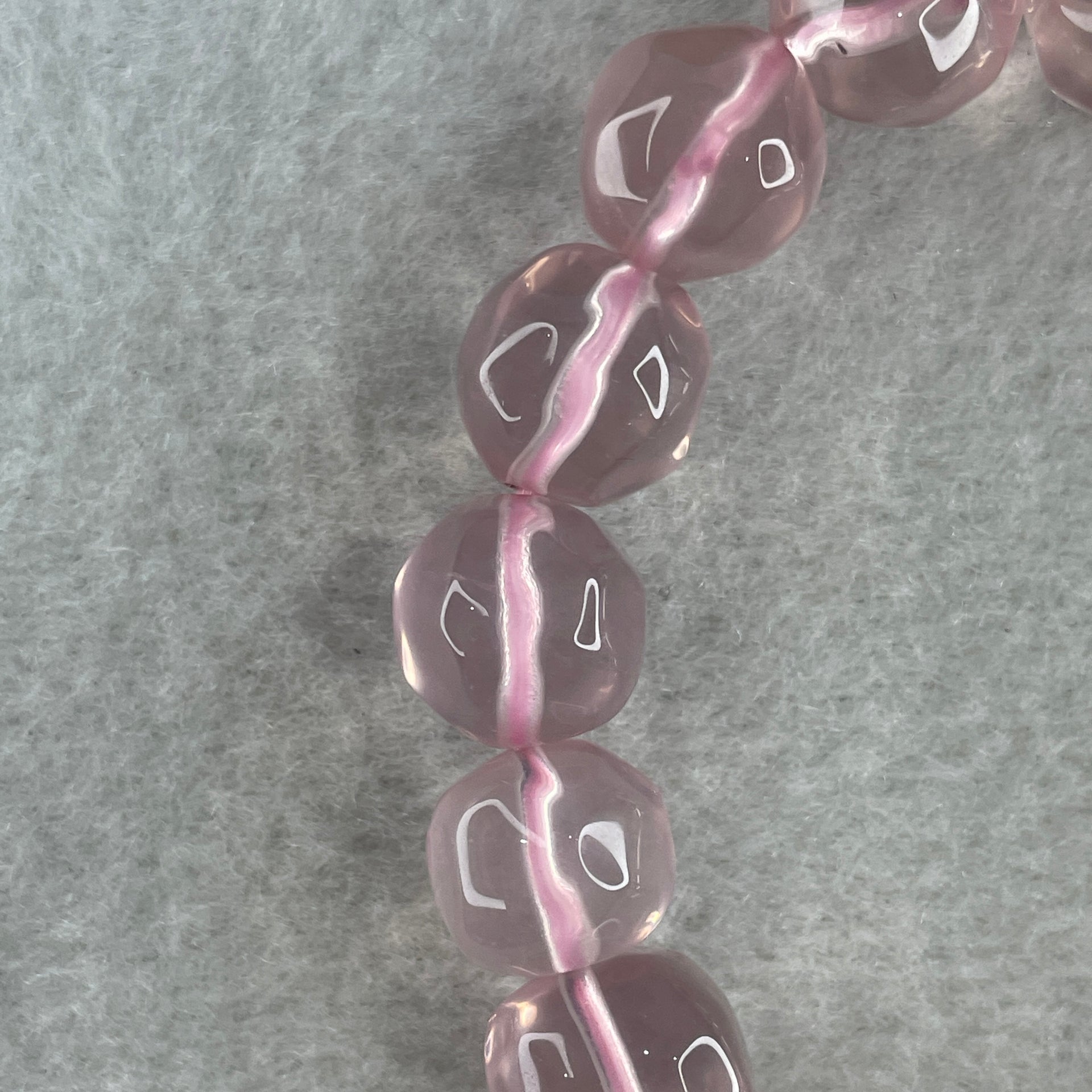 Natural Rose Quartz Beads Bracelet 32.08g 14.5cm 11.4mm 17 Beads - Huangs Jadeite and Jewelry Pte Ltd