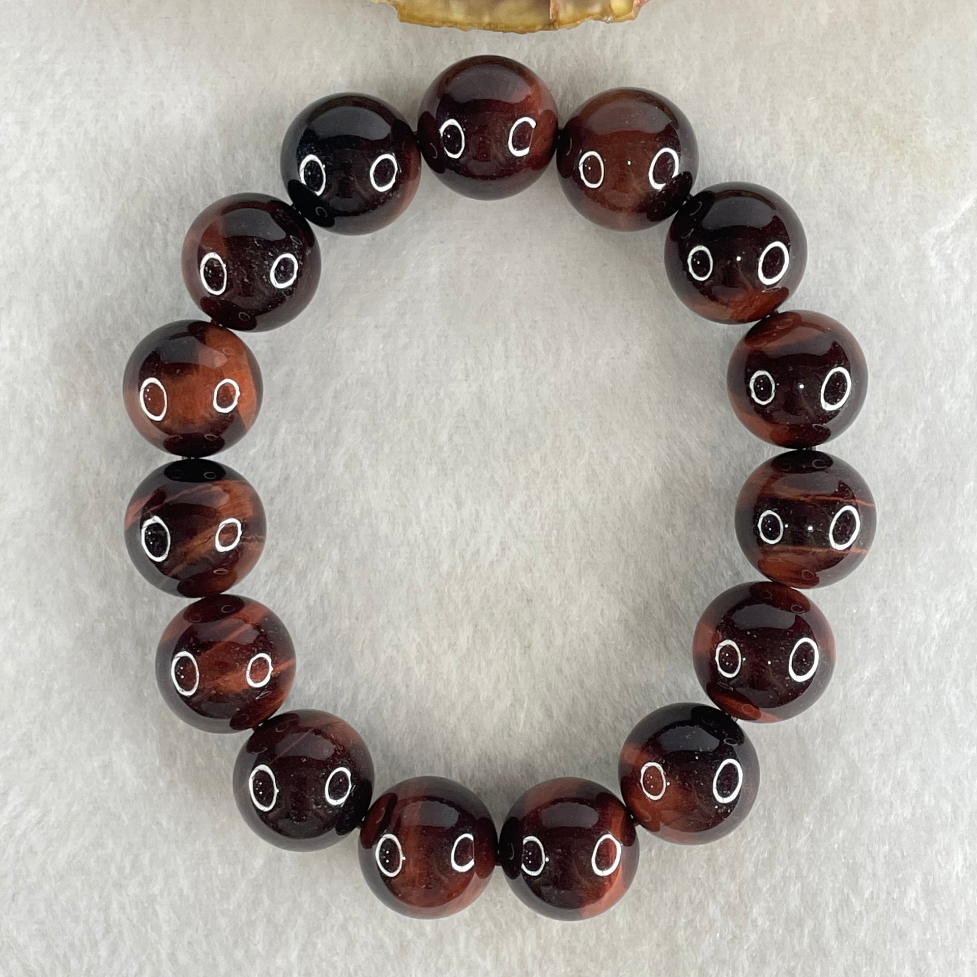 Natural Red Tiger's Eye Quartz Beads Bracelet 59.15g 16.5cm 14.2mm 15 Beads - Huangs Jadeite and Jewelry Pte Ltd