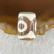 Natural Powerful Tibetan Old Oily Dark Brown With White Agate 3 Eyes Dzi Bead Heavenly Master (Tian Zhu) 三眼天诛 3.19g 15.7 by 10.8mm - Huangs Jadeite and Jewelry Pte Ltd