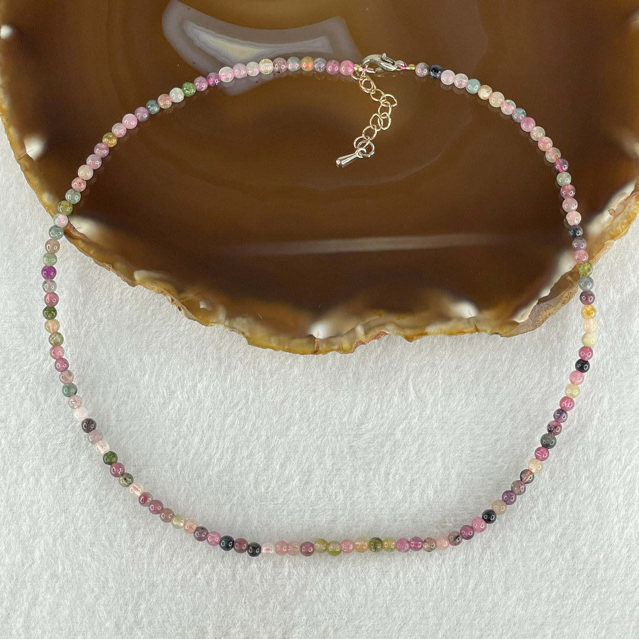 Natural Tourmaline Crystal Beads Necklace 6.61g 36cm 3.4mm 118Beads