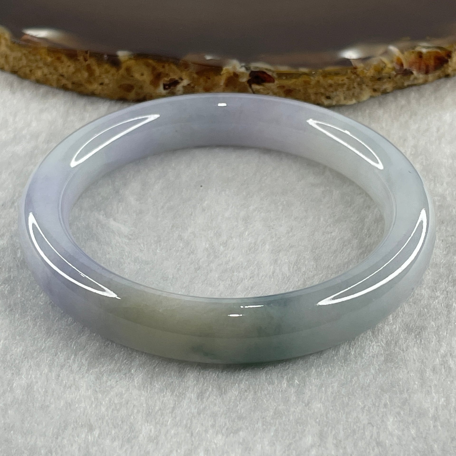Type A Light to Faint Lavender with Dark Green Piao Hua Jadeite Bangle Internal Diameter 50.9mm 40.08g 9.9 by 8.6mm (Very Slight Internal Lines ) - Huangs Jadeite and Jewelry Pte Ltd