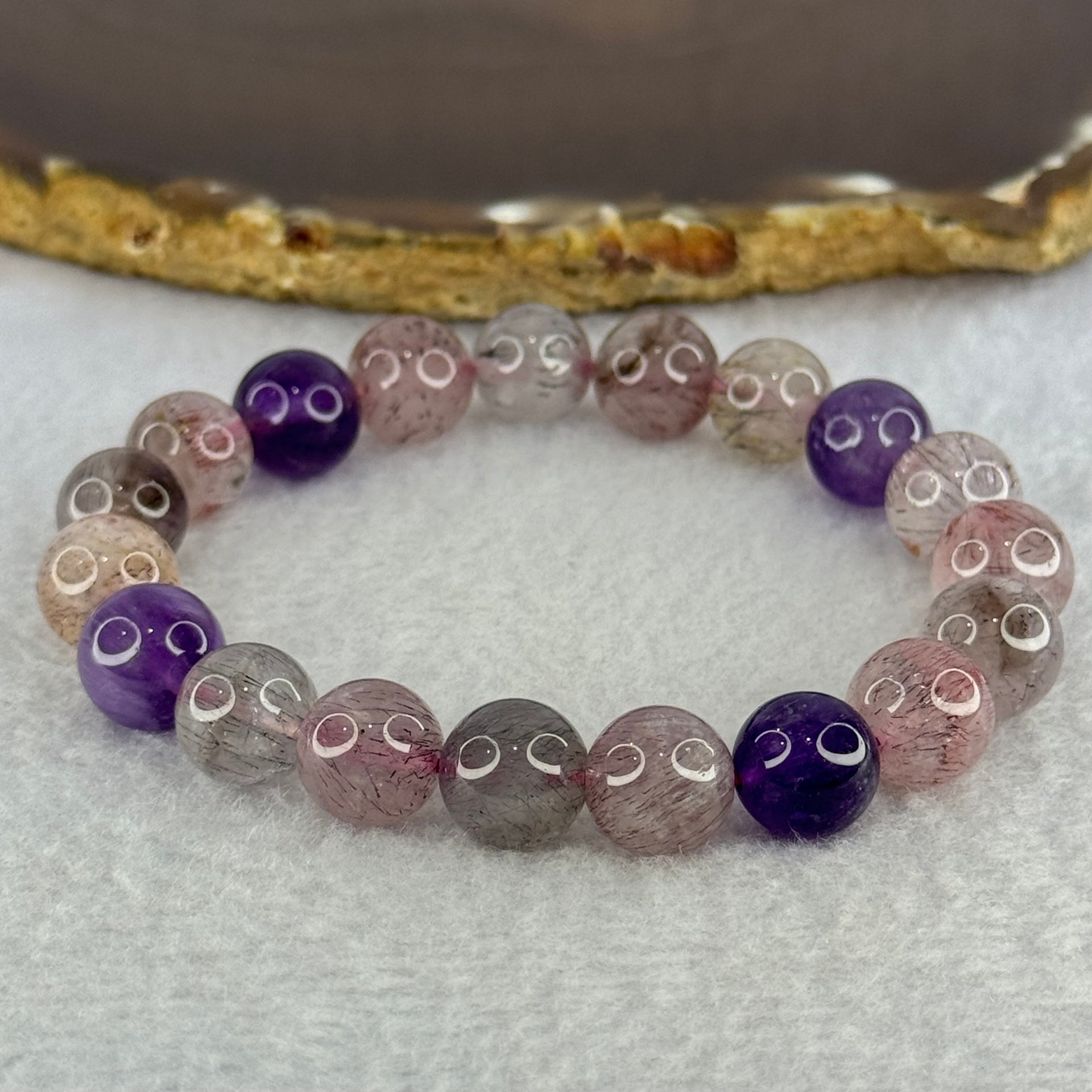 Natural Super 7 Beads Bracelet 32.24g 17.5cm 11.0mm 19 Beads - Huangs Jadeite and Jewelry Pte Ltd
