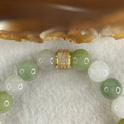 Type A Green with Faint Lavender Jadeite Beads Bracelet 26.02g 15cm 9.0mm 20Beads - Huangs Jadeite and Jewelry Pte Ltd
