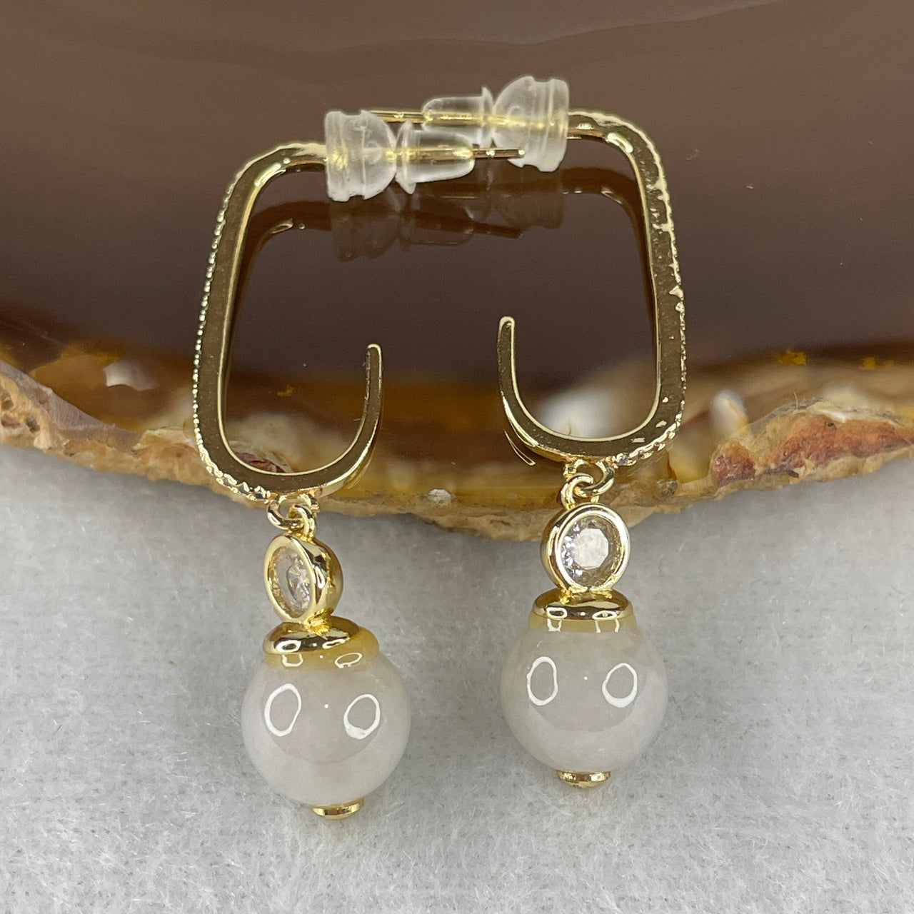 Natural Type A Lavender Jadeite Beads Dangling Earrings | Premium S925 Sterling Silver Setting | Authentic Myanmar Feicui Royal Violet Drop Elegance (5.38g | 9.2mm Beads)