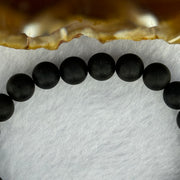 Natural Dark Matt Black Amber Beads Bracelet 天然大黑天翁琥珀手链 6.31g 14.5cm 8.1mm 22 Beads - Huangs Jadeite and Jewelry Pte Ltd