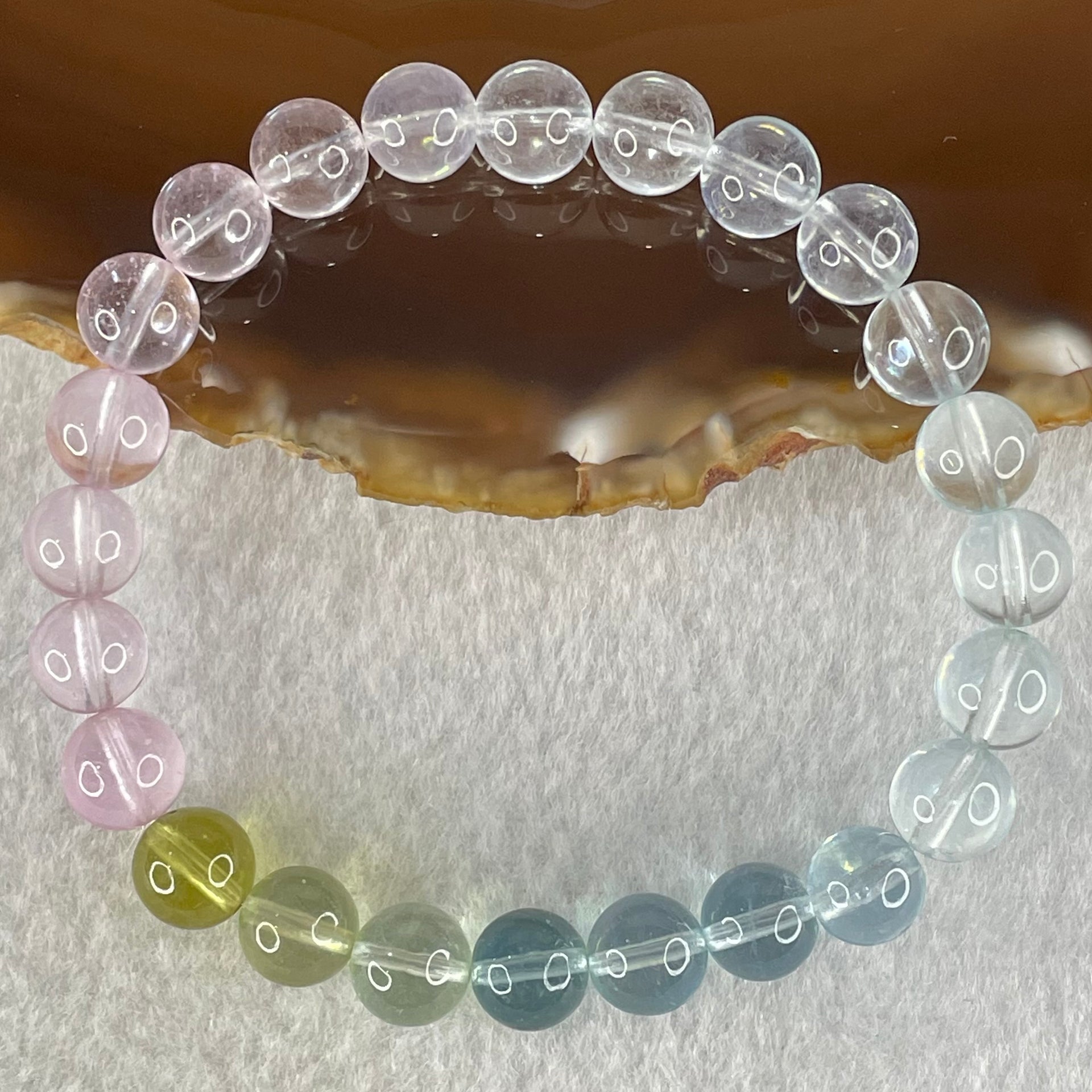 Very Very High Grade Transparent Natural Morganite Beryl Beads Bracelet 18.20g 16cm 8.4mm 24 Beads - Huangs Jadeite and Jewelry Pte Ltd