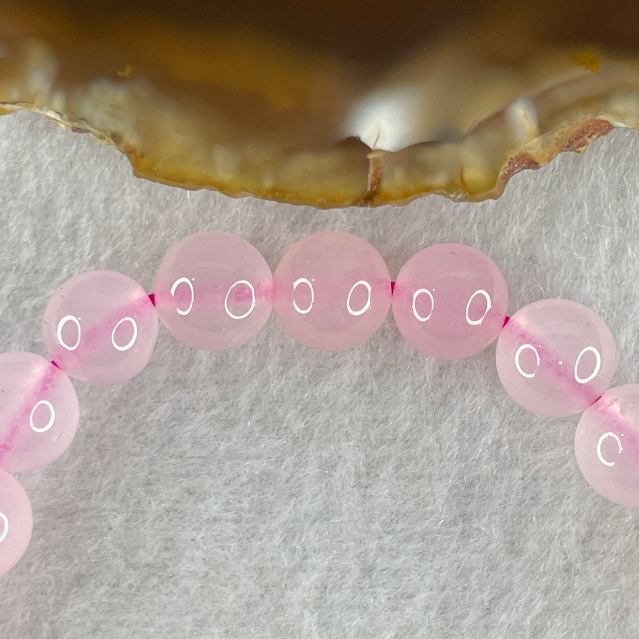 Natural Pink with Blue Chalcedony Agate Beads Bracelet 15.62g 14.5cm 8.1mm 21 Beads