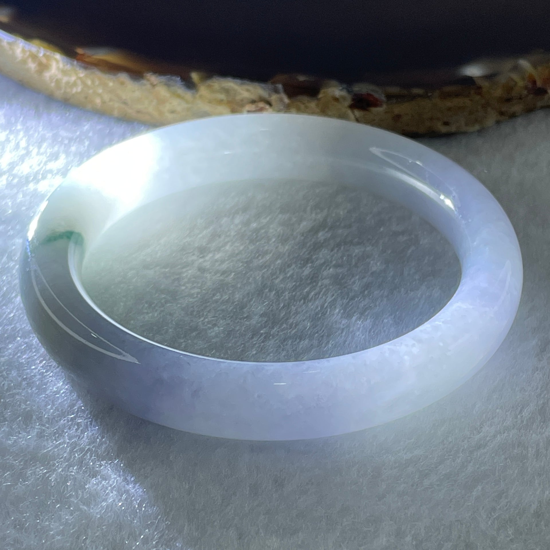 Type A Light to Faint Lavender with Dark Green Piao Hua Jadeite Bangle Internal Diameter 50.9mm 40.08g 9.9 by 8.6mm (Very Slight Internal Lines ) - Huangs Jadeite and Jewelry Pte Ltd
