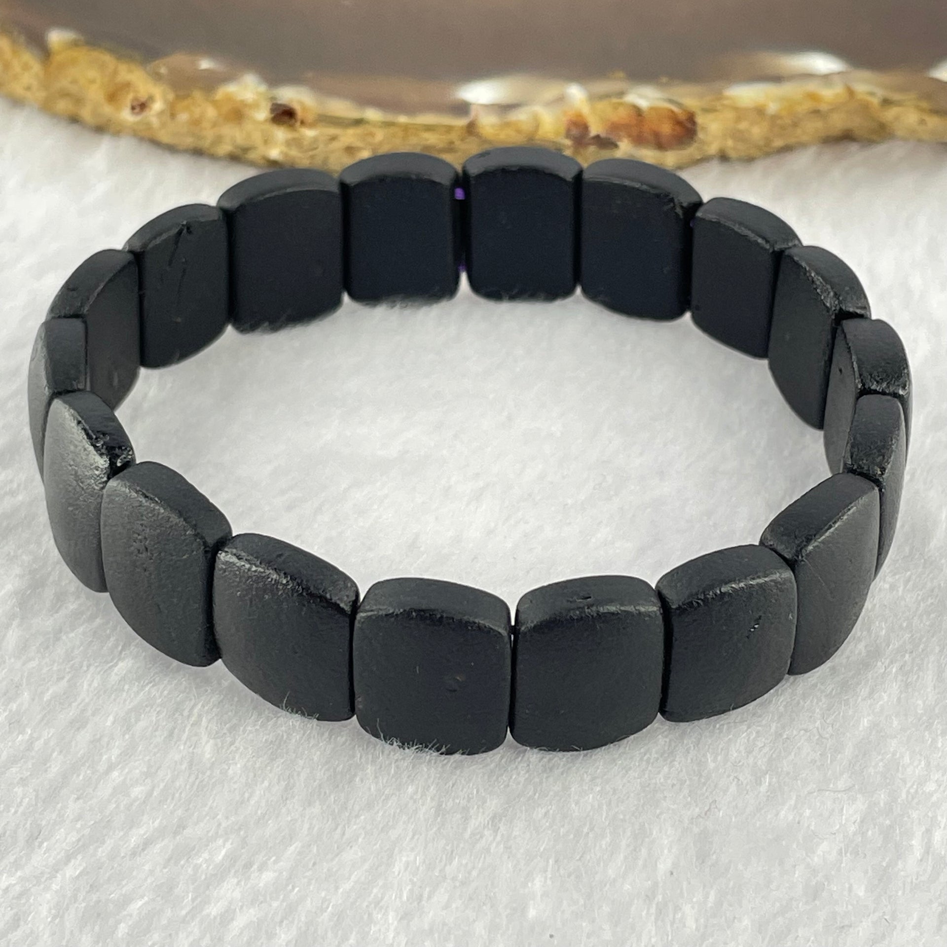 Natural Dark Matt Black Amber Beads Bracelet 天然大黑天翁琥珀手链 11.20g 17cm 14.5 by 11.2 by 5.1mm 18pcs - Huangs Jadeite and Jewelry Pte Ltd