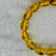 Natural Golden Yellow with Red Flower Amber Beads Bracelet 天然花珀手链 7.68g 15cm 8.5mm 16 Beads - Huangs Jadeite and Jewelry Pte Ltd