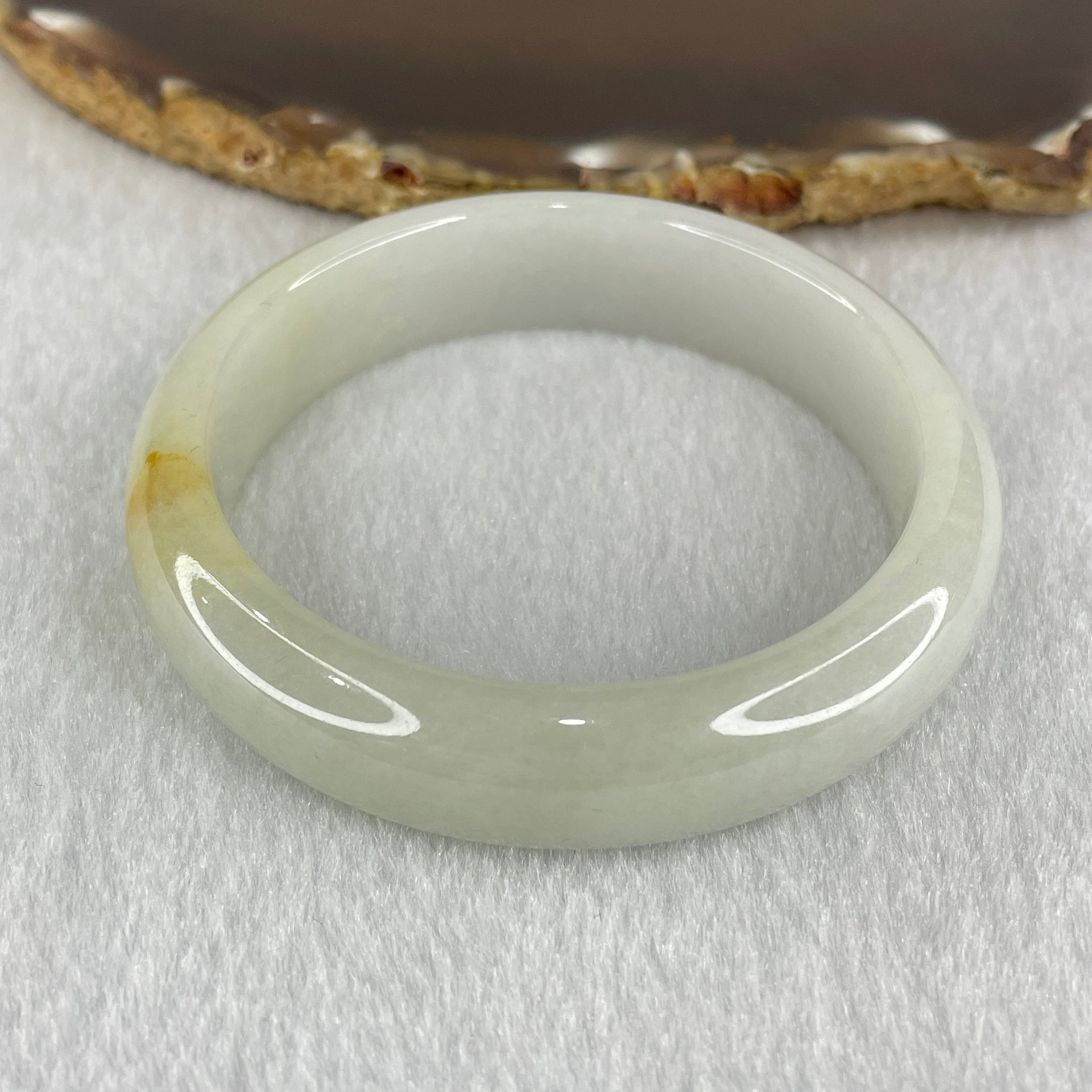 Type A Faint Green with Faint Lavender and Yellow Spot Jadeite Bangle 53.71g Internal Diameter 54.0mm 13.9 by 7.7mm (Very Slight Internal Lines) - Huangs Jadeite and Jewelry Pte Ltd