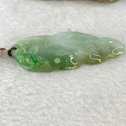 Type A Light Green with Green Jadeite Bee on Leaf Pendent 22.23g 67.2 by 27.8 by 7.0mm - Huangs Jadeite and Jewelry Pte Ltd