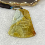 Type A 4 Colours Yellow Green Lavender Red Jadeite Good VS Evil Shan Shui 一念之间 Pendant 34.98g 68.2 by 45.0 by 6.5mm - Huangs Jadeite and Jewelry Pte Ltd