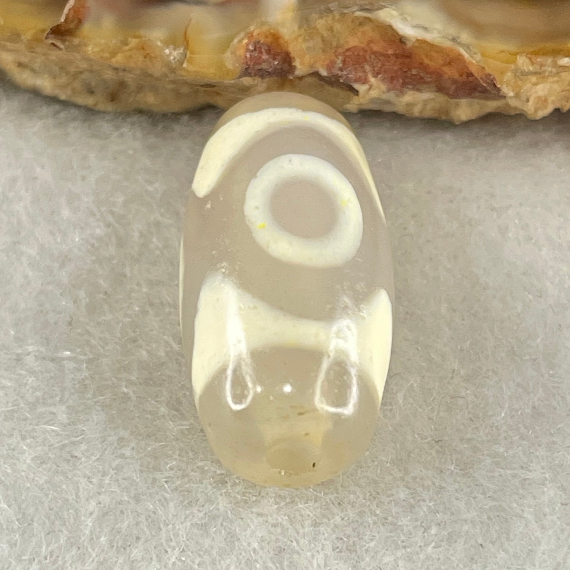 Natural Powerful Tibetan Old Oily Agate 3 Eyes Dzi Bead Heavenly Master (Tian Zhu) 三眼天诛 3.04g 20.0 by 10.2mm - Huangs Jadeite and Jewelry Pte Ltd