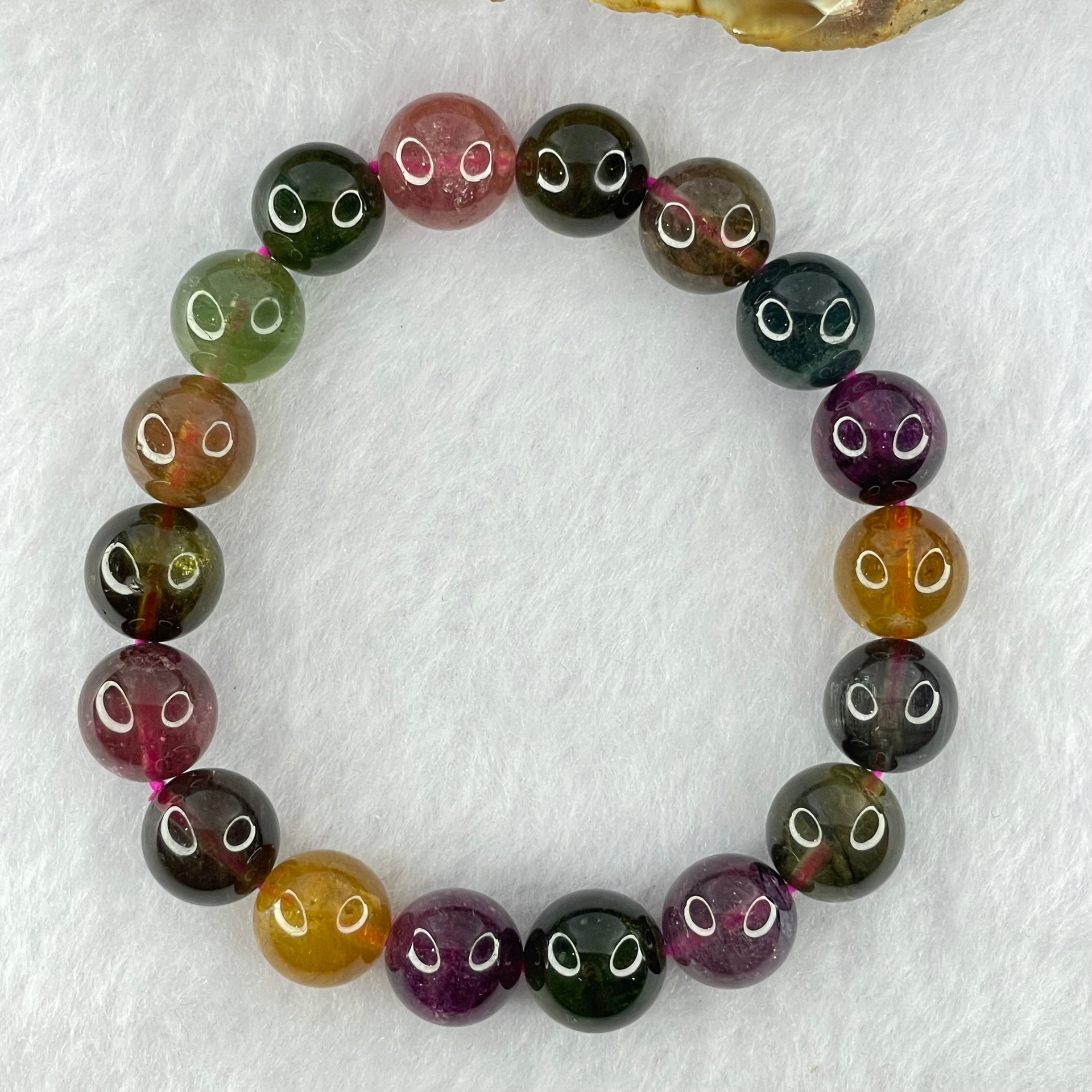 Natural Tourmaline Beads Bracelet 好的天然碧玺珠手链 30.80g 15.5cm 10.4mm 18 Beads - Huangs Jadeite and Jewelry Pte Ltd