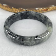 Certified Natural Type A Wuji Grey with Light Green Spot Jadeite Bangle 53.527g Internal Diameter 57.7mm 14.2 by 7.4mm (Very Slight Internal Lines) - Huangs Jadeite and Jewelry Pte Ltd