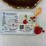 Natural Red Cinnabar Milo Buddha Charm 15.70g 24.9 by 21.4 by 10.4mm - Huangs Jadeite and Jewelry Pte Ltd