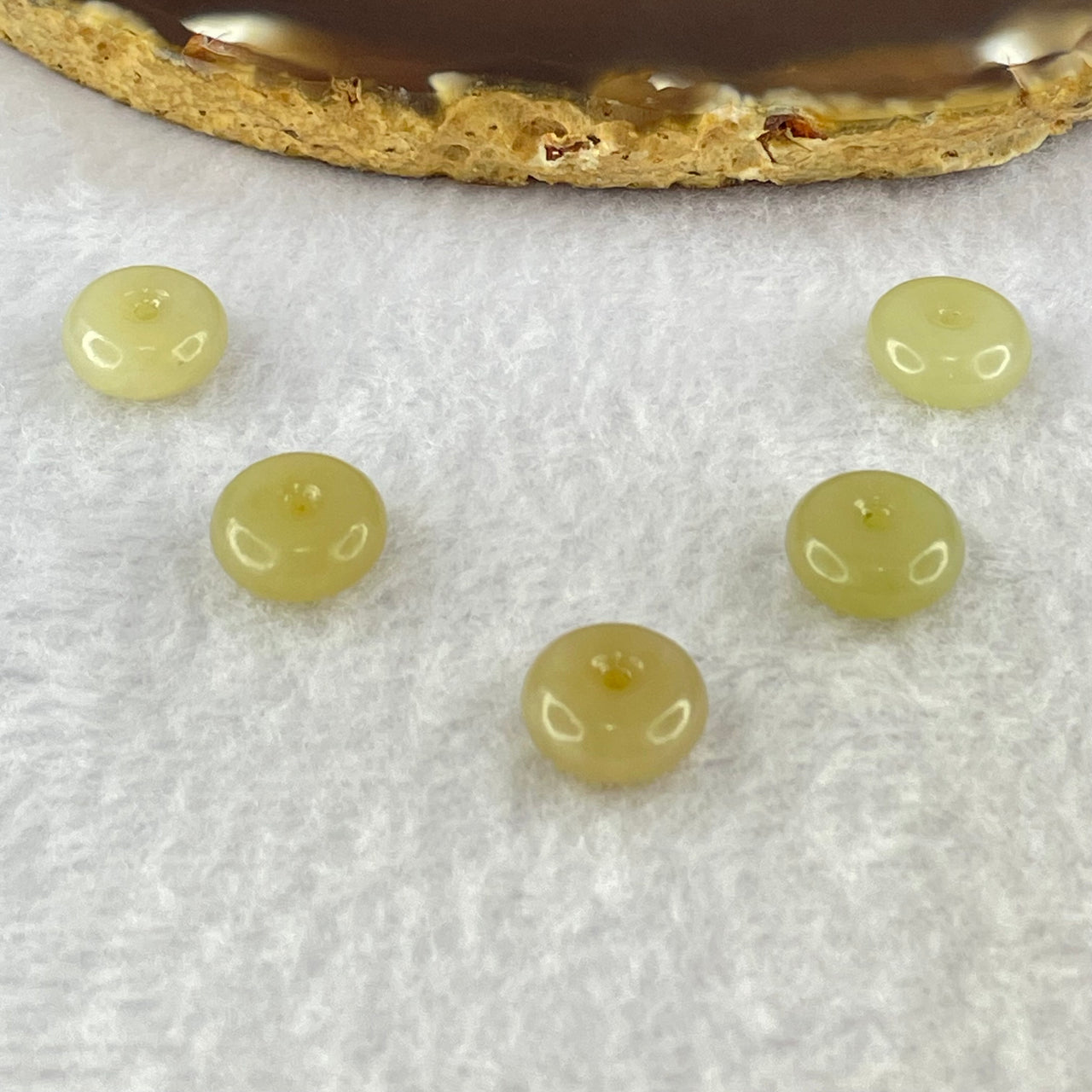 Natural Nephrite Ping An Kou Donut Set of 5 Total Weight 7.04g 11.9 by 5.2mm - Huangs Jadeite and Jewelry Pte Ltd