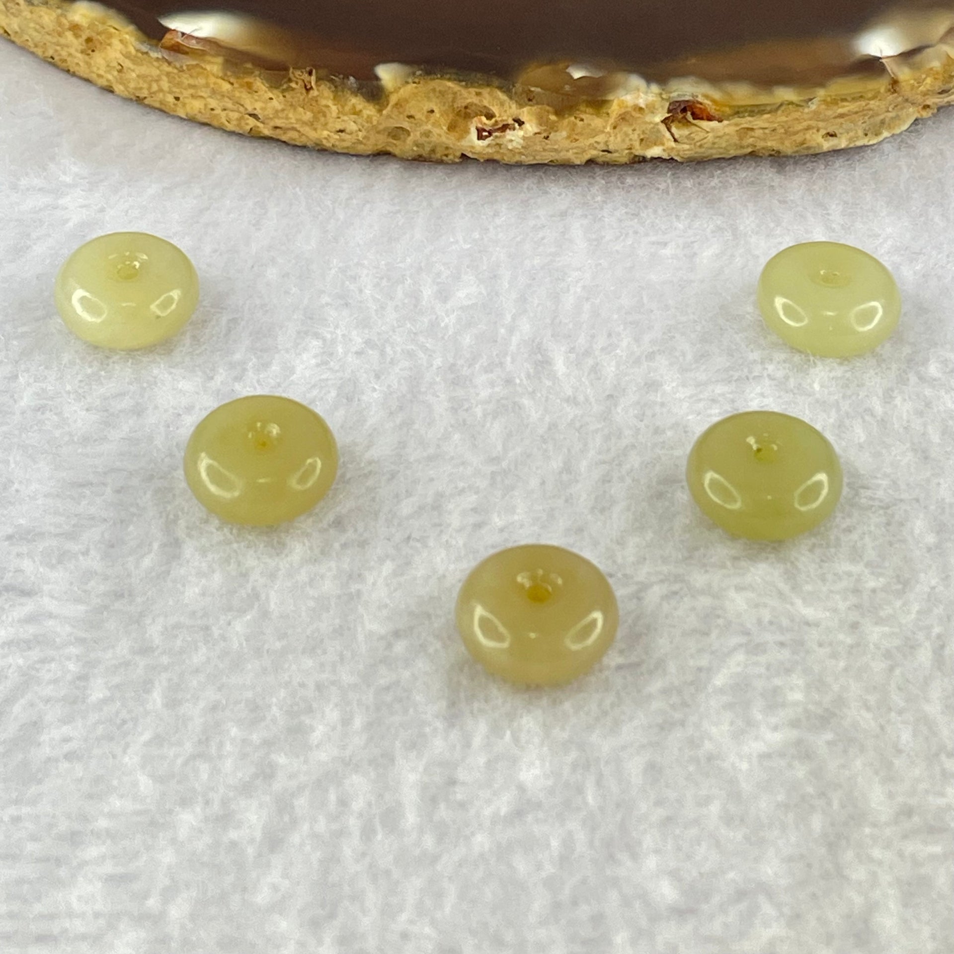 Natural Nephrite Ping An Kou Donut Set of 5 Total Weight 7.04g 11.9 by 5.2mm - Huangs Jadeite and Jewelry Pte Ltd