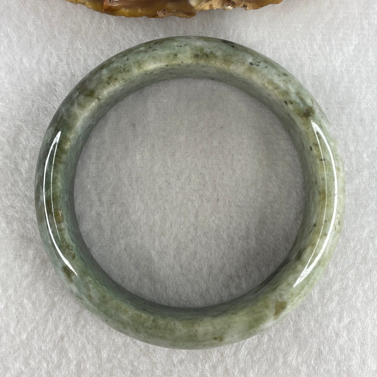 Natural Type A Green with Yellowish Green Piao Hua Jadeite Bangle | (64.81g | 53.1mm ID | 16.9 x 7.8mm | Very Very Slight External Rough |Golden Abundance & Lifelong Protection Anchor, Prosperity & Executive Bangle) - Huangs Jadeite and Jewelry Pte Ltd