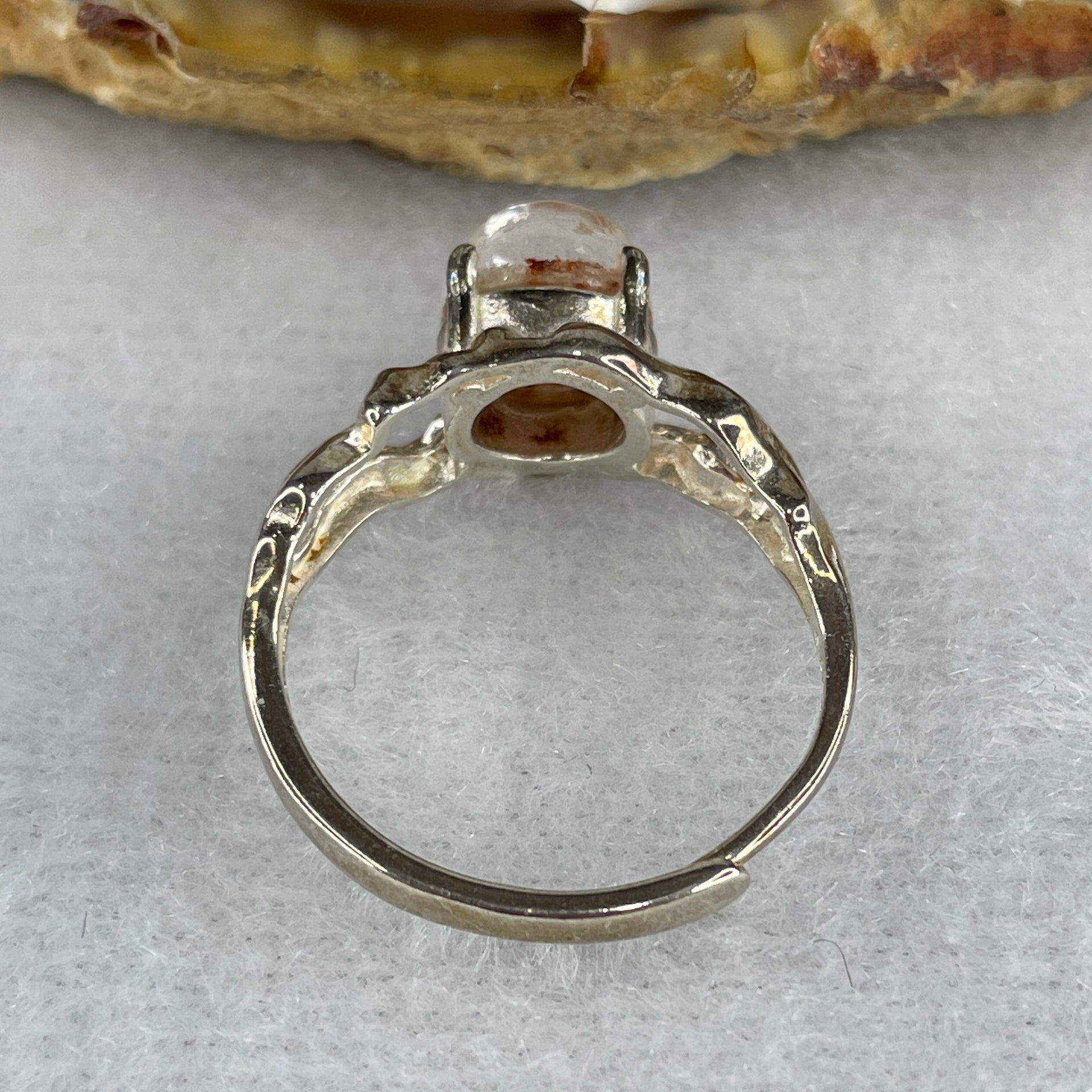 Good Grade Natural Red Phantom Quartz Ring in S925 Sliver 3.23g 7.8 by 5.5mm (Adjustable Size) - Huangs Jadeite and Jewelry Pte Ltd