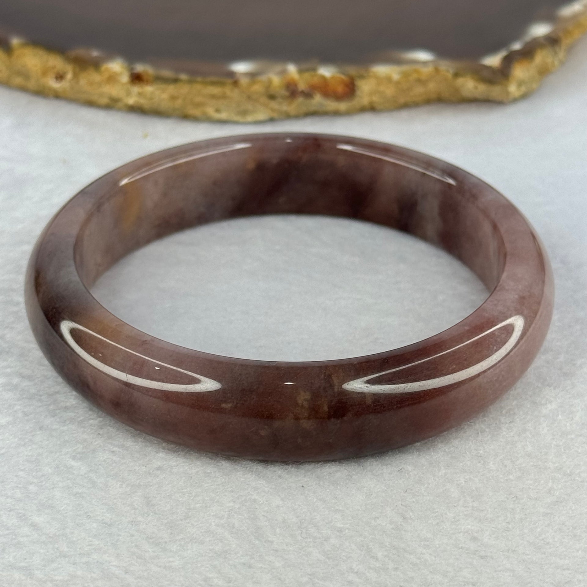 Transparent Dark Purple with Yellow Quartzite Jade Bangle 天山玉手镯 Internal Diameter 62.0mm 55.90g 14.8 by 8.8mm - Huangs Jadeite and Jewelry Pte Ltd