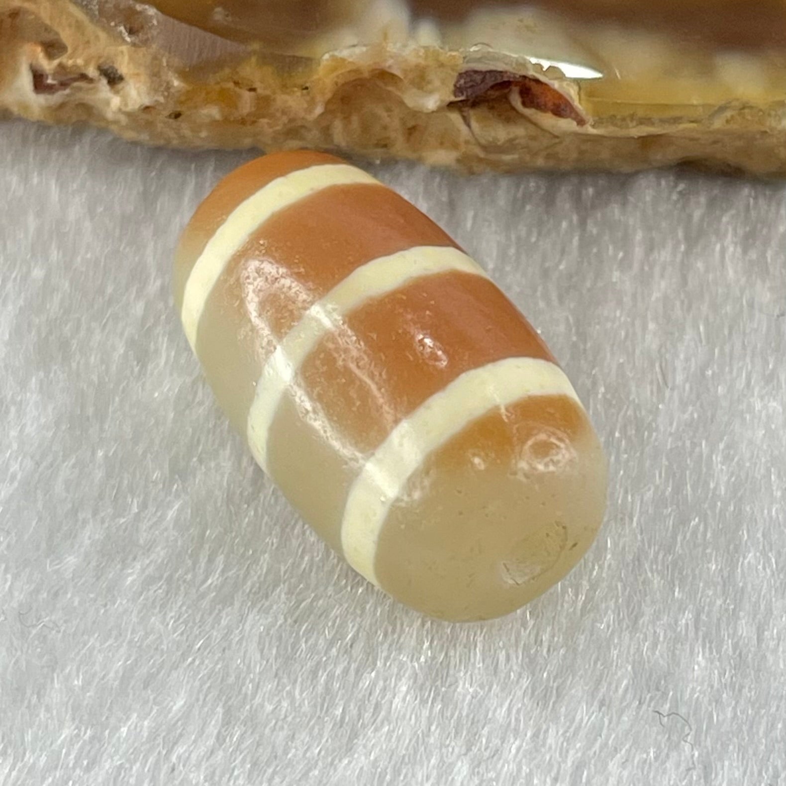 Natural Powerful Tibetan Old Oily Agate 3-Lines Dzi Bead Heavenly Master (Tian Zhu) 三行天诛 3.01g 18.3 by 10.4mm - Huangs Jadeite and Jewelry Pte Ltd