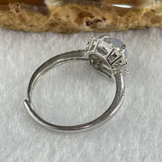 Type A Lavender Jadeite in S925 Sliver with Crystal Ring (Adjustable Size) 1.82g 6.3 by 3.5mm - Huangs Jadeite and Jewelry Pte Ltd