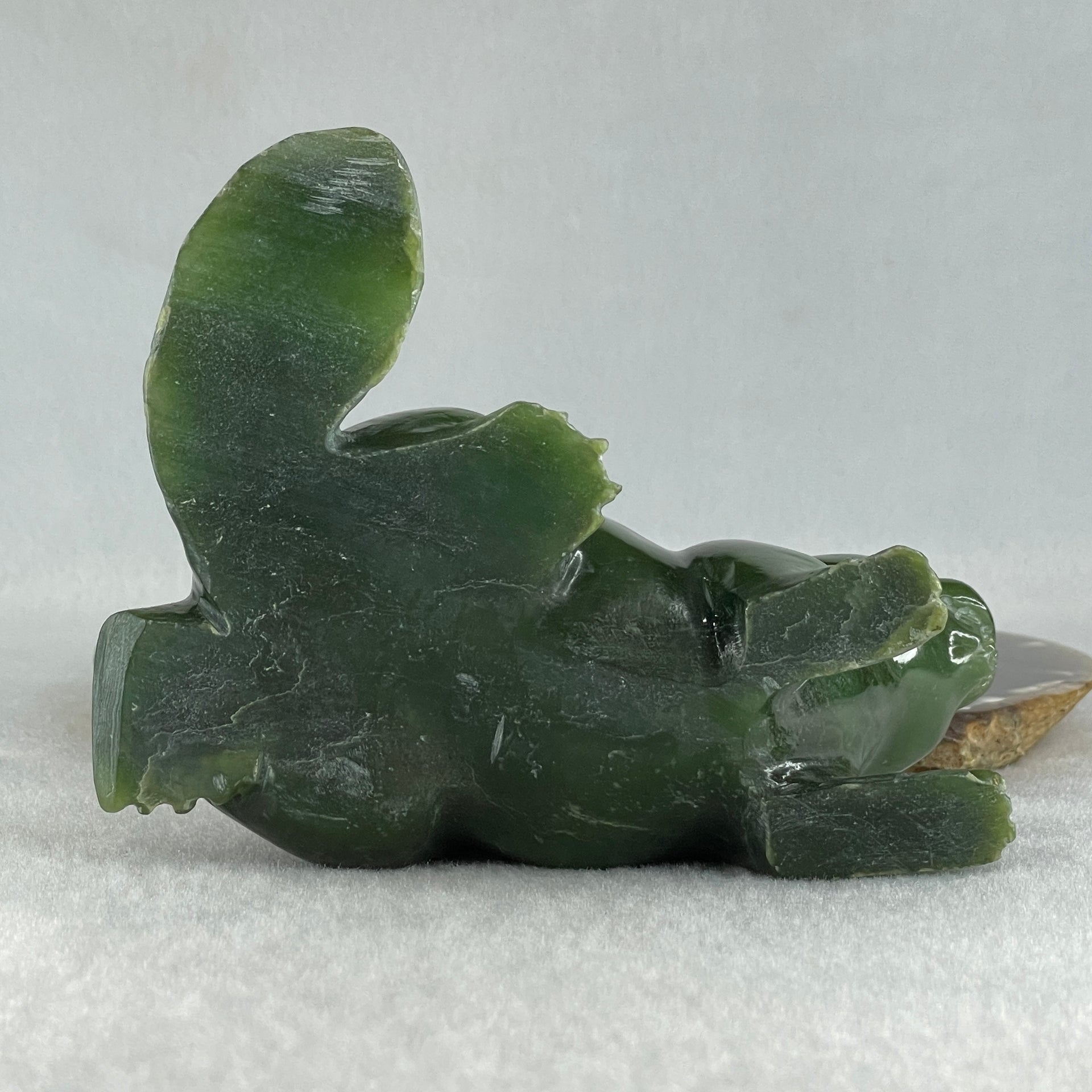 Natural Dark Green Serpentine Seal Display 481.5g 118.0 by 92.6 by 58.6mm - Huangs Jadeite and Jewelry Pte Ltd