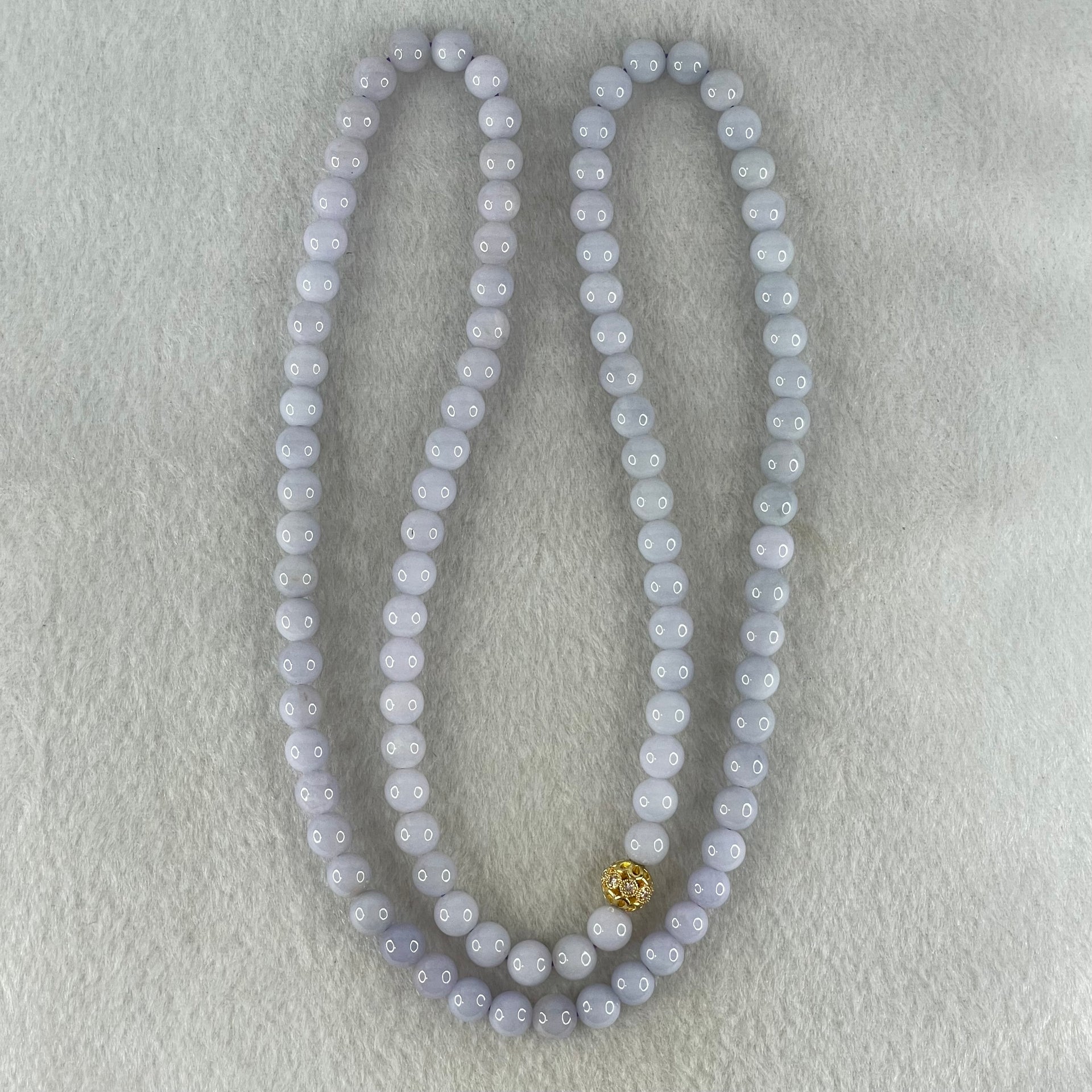 Type A Full Lavender Jadeite Beads Necklace 57.74g 66cm 7.0mm 98 Beads - Huangs Jadeite and Jewelry Pte Ltd