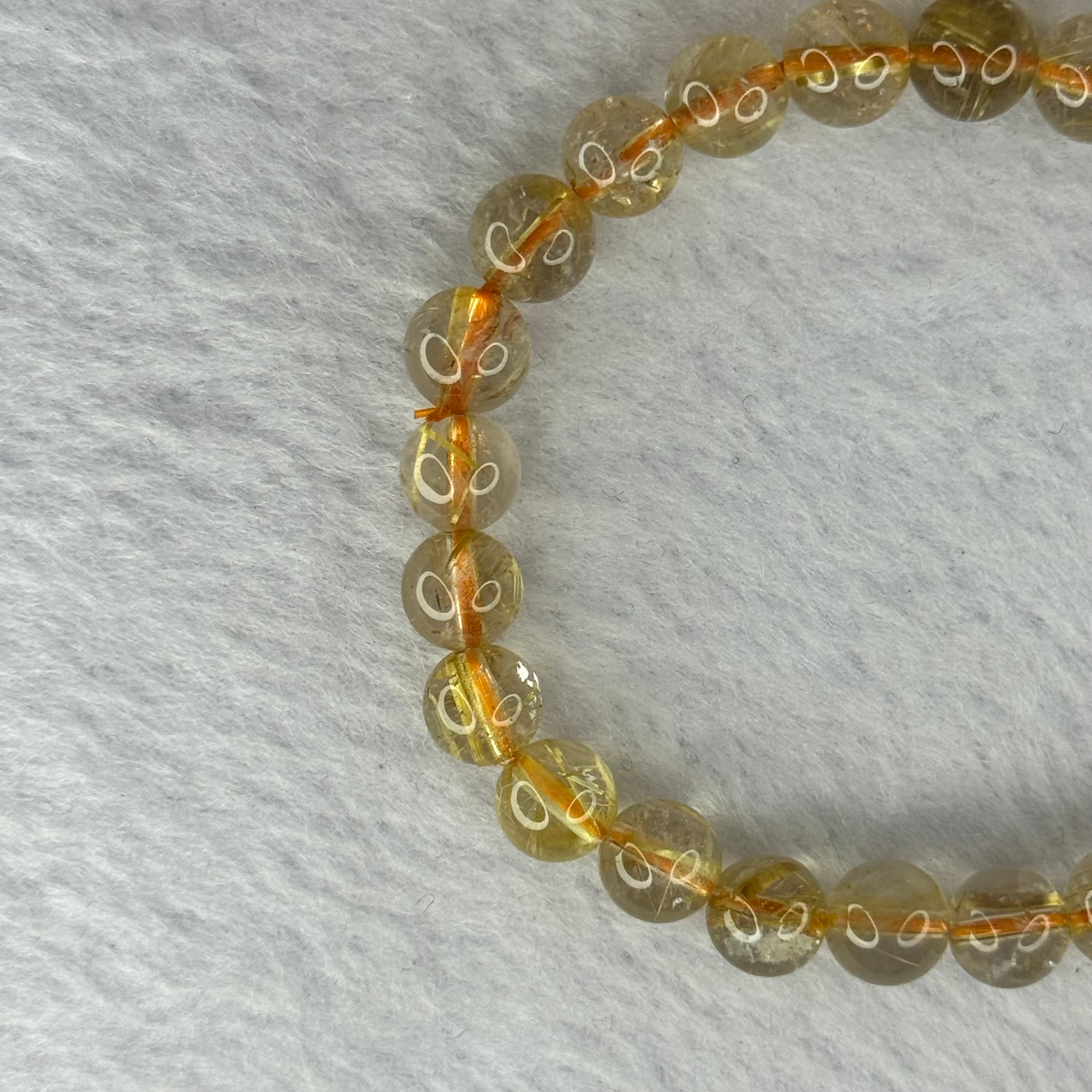 Natural Golden Rutilated Quartz Beads 天然金发水晶手链 12.39g 14.5cm 7.3mm 25 ...