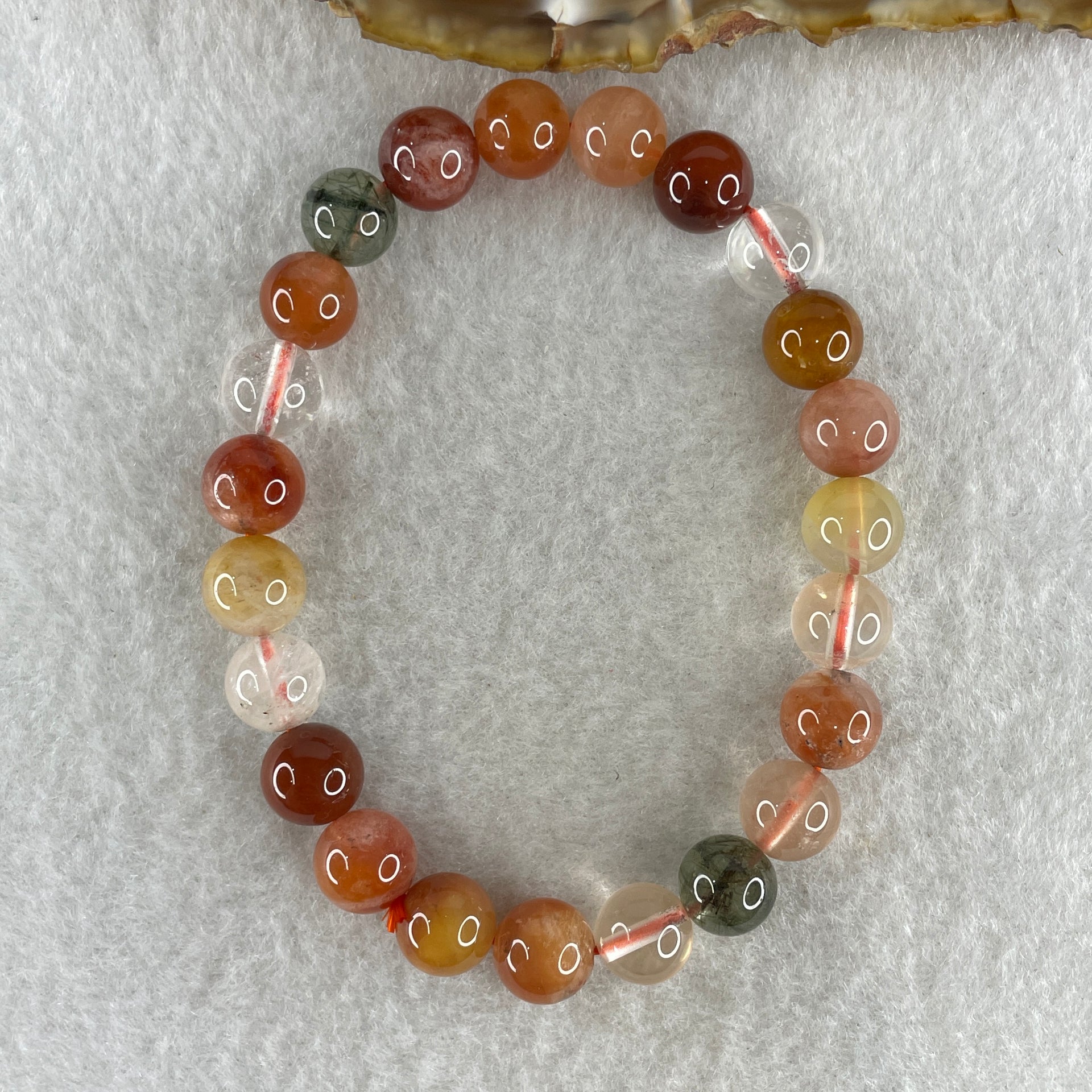 Natural Multi treasures Quartz Beads Bracelet 17.08g 15.5cm 8.3mm 23Beads - Huangs Jadeite and Jewelry Pte Ltd