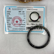 Type A Wuji Black Grey with Green Patch Jadeite Bangle Internal Diameter 55.5mm 40.98g 6.4 by 6.5mm (Internal Lines) - Huangs Jadeite and Jewelry Pte Ltd