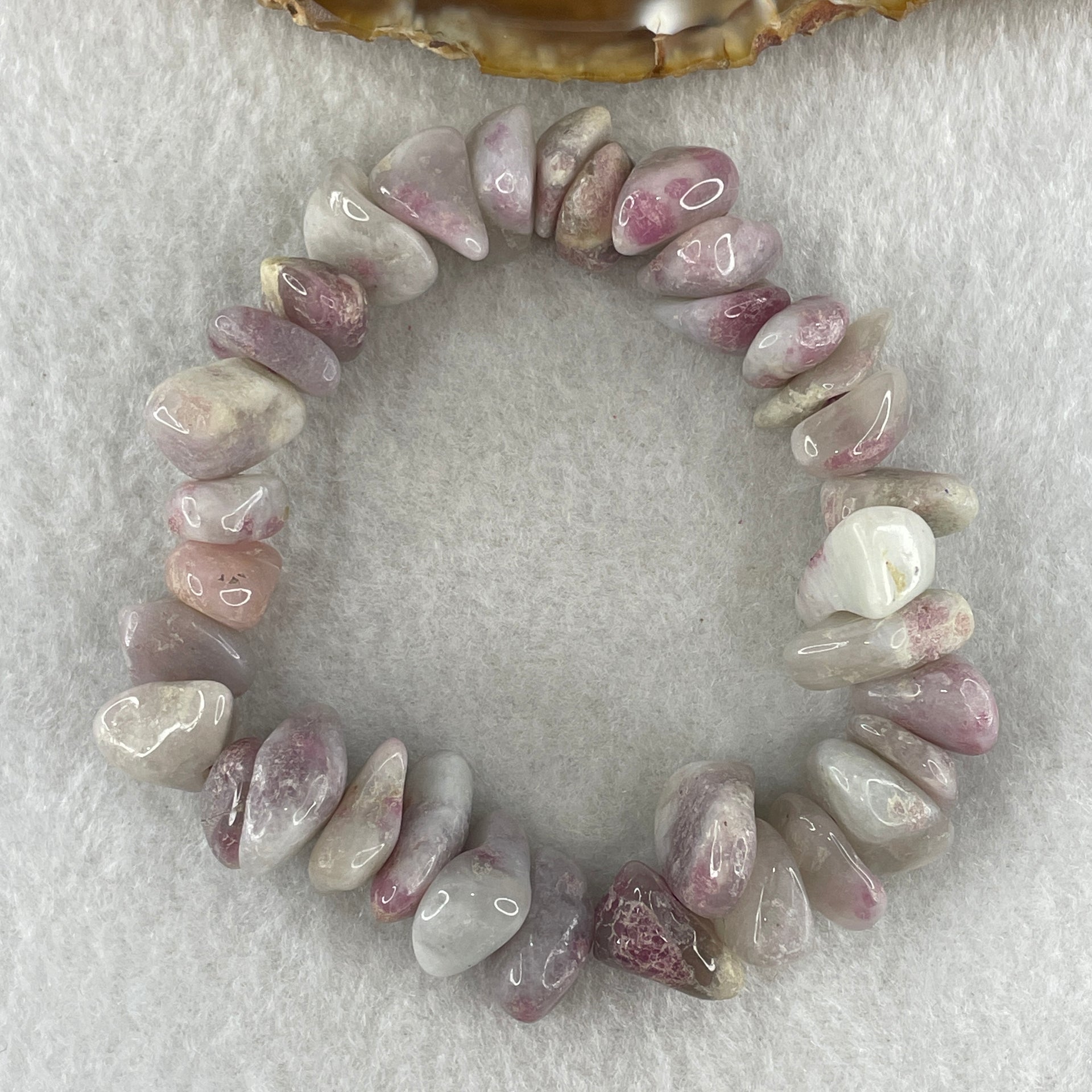 Natural Tourmaline Beads Irregular Bracelet 42.69g 15cm 12.6mm 34Beads - Huangs Jadeite and Jewelry Pte Ltd