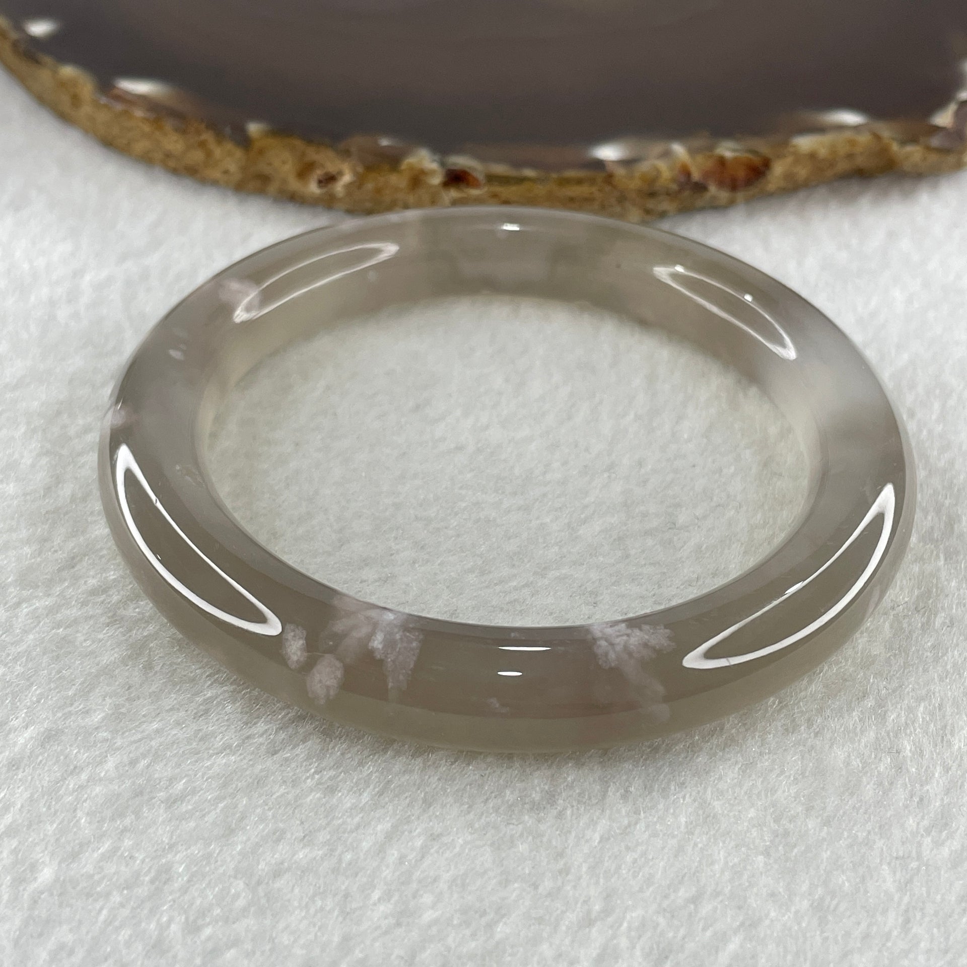 Natural Greyish Purple Agate Bangle 47.52g Internal Diameter 59.2mm 10.4 by 10.6mm (Perfect) - Huangs Jadeite and Jewelry Pte Ltd